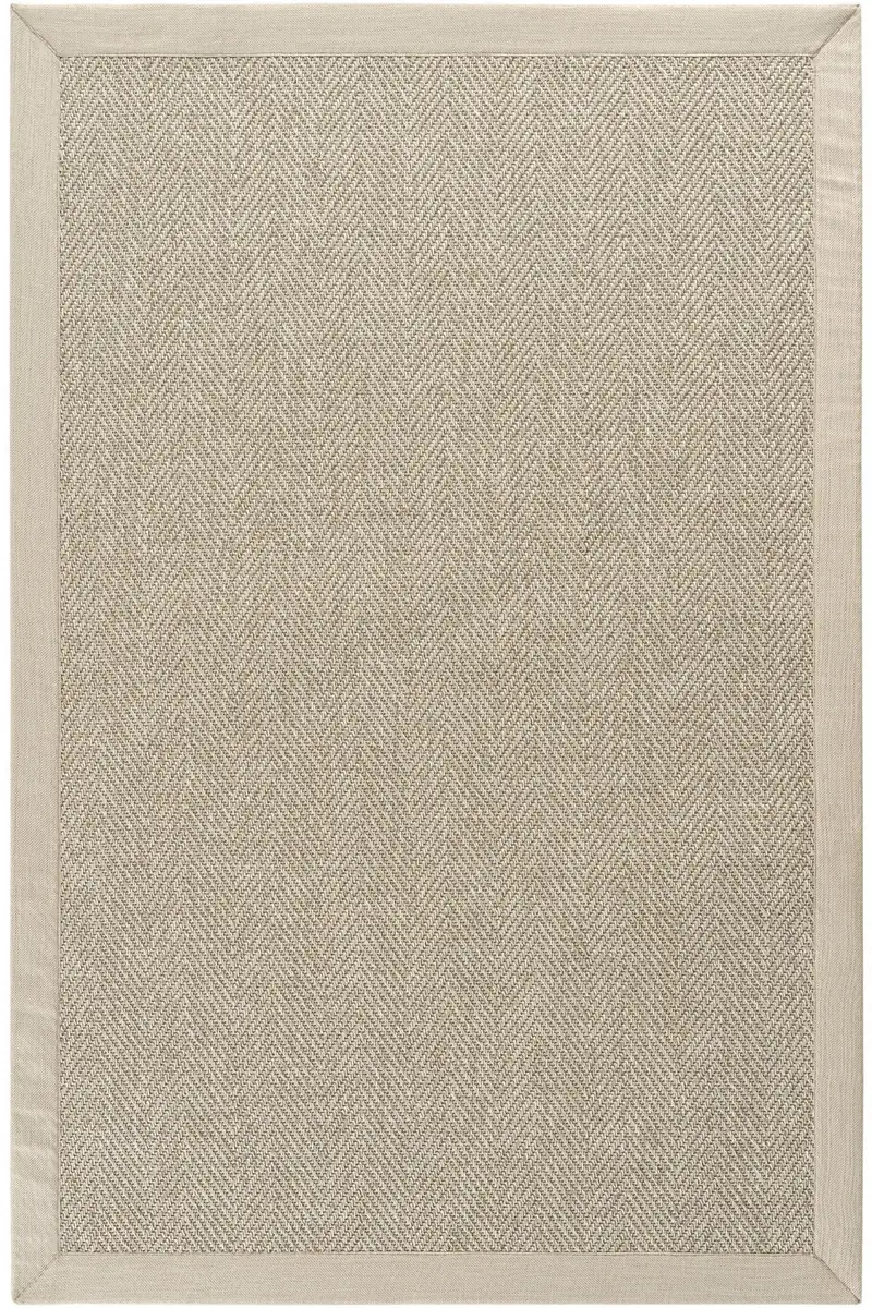 Sisal Halı Sydney modelinde dokuma yüzey ve keten bordür detayı.